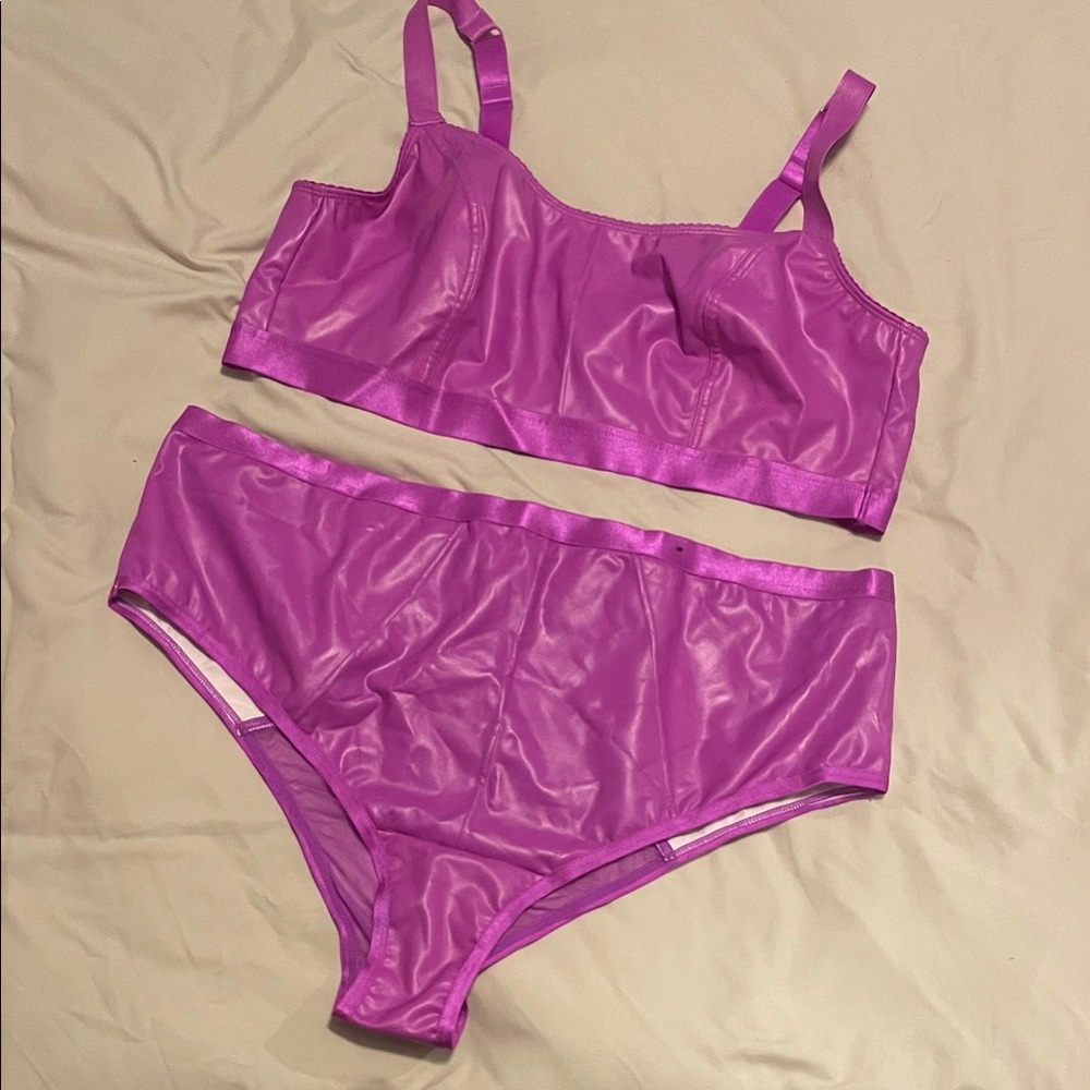 Torrid Purple Pleather Bra and Panty Set